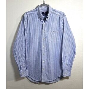Vineyard Vines Men's Size Medium Slim Fit Tucker Shirt Blue White Stripe Pocket
